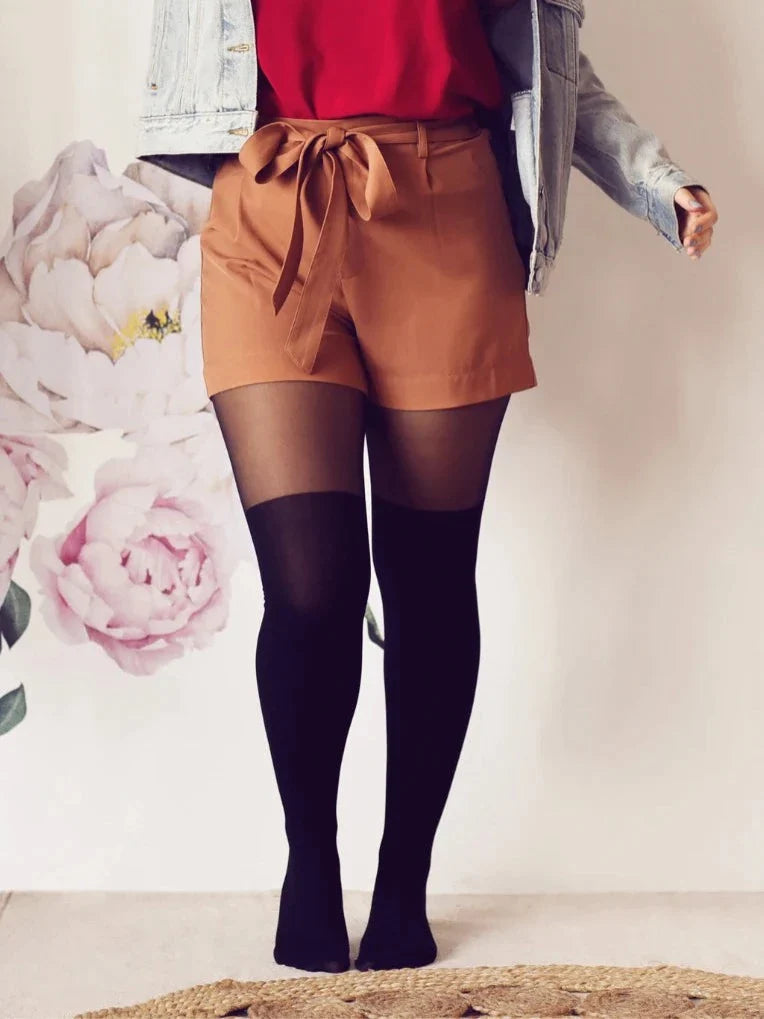 over-the-knee black tights