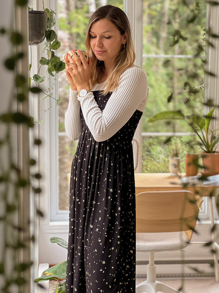 Black smocked dress
