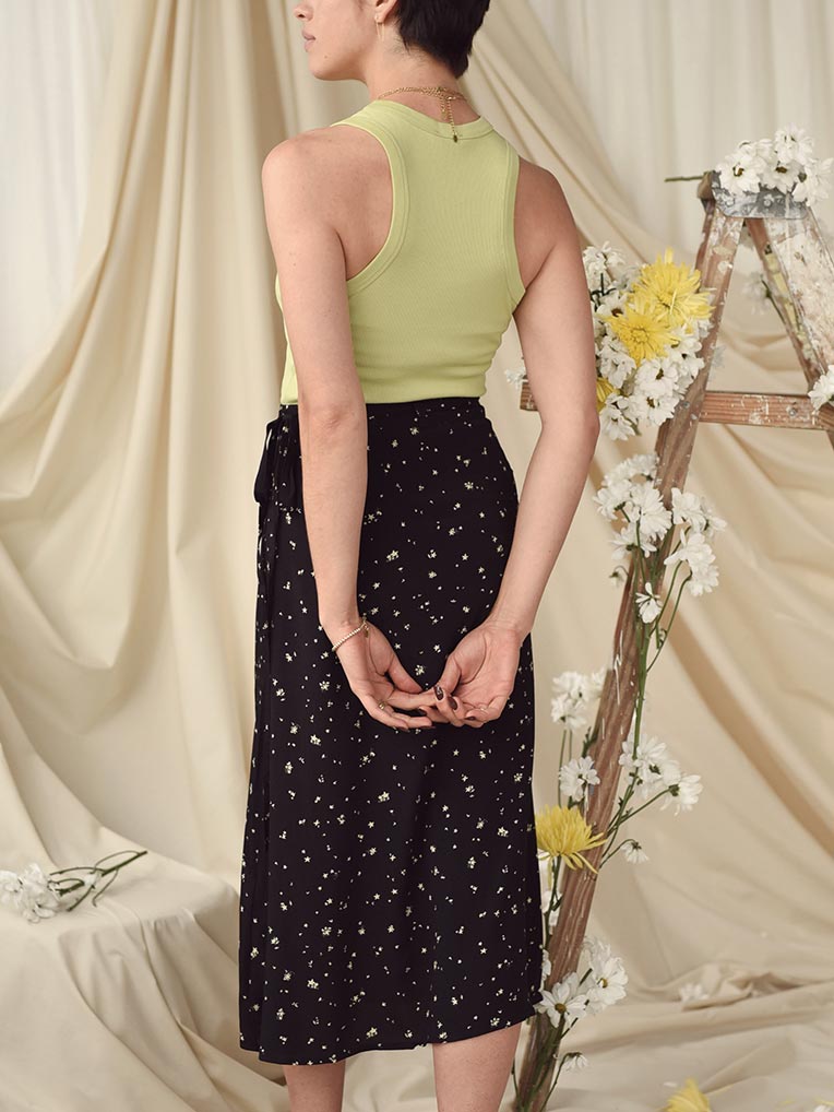 Black Midi Wrap Skirt