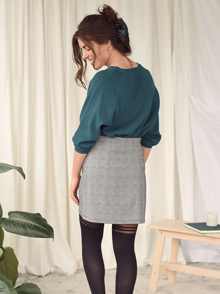 Women's grey plaid skirt