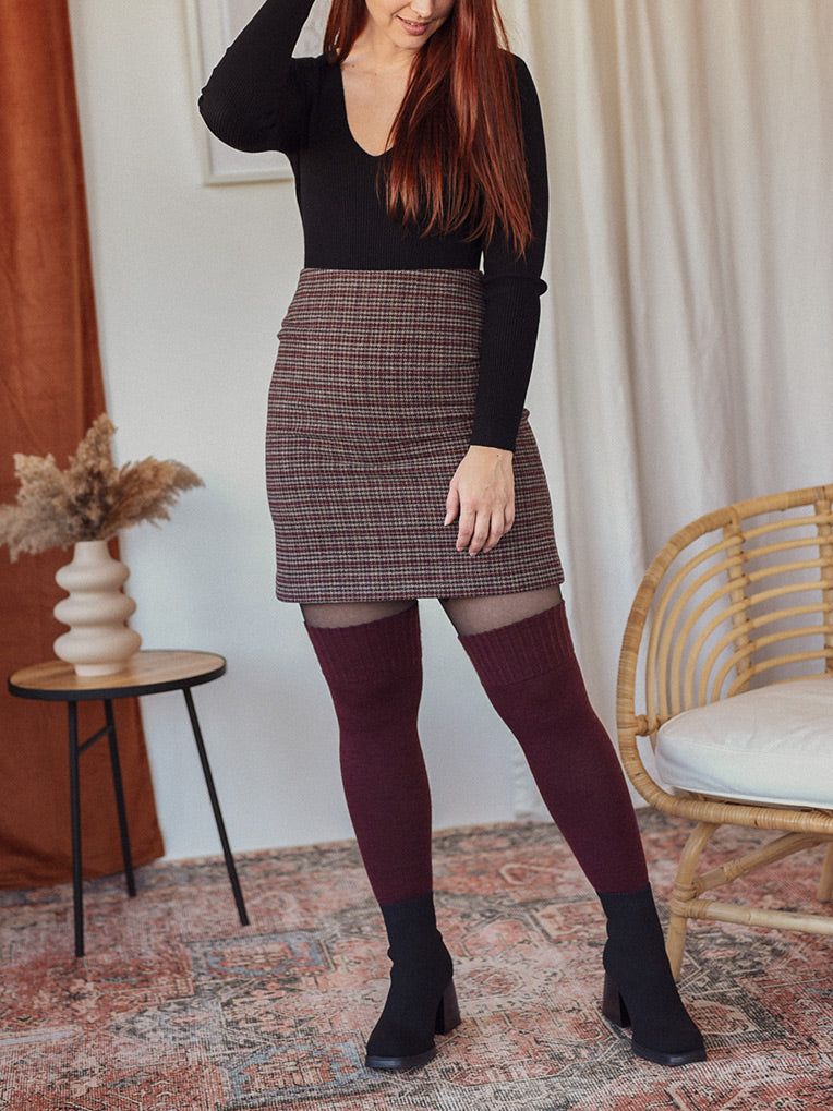 chaussettes hautes femmes bourgogne