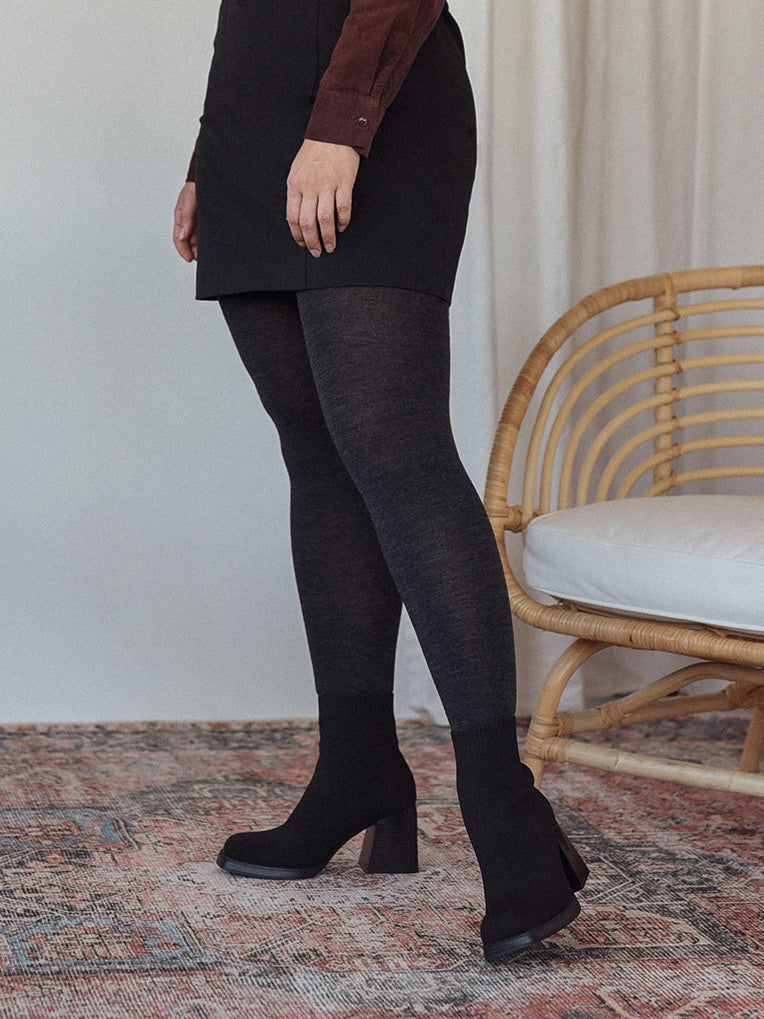Charcoal Merino Wool Tights 220D