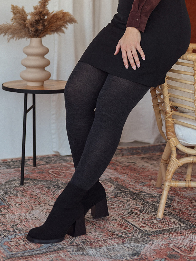 Grey Merino Wool Tights 220D
