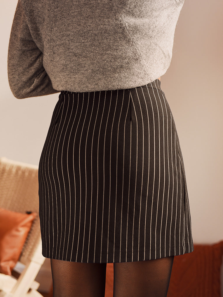 Jupe noir femme à rayures verticales