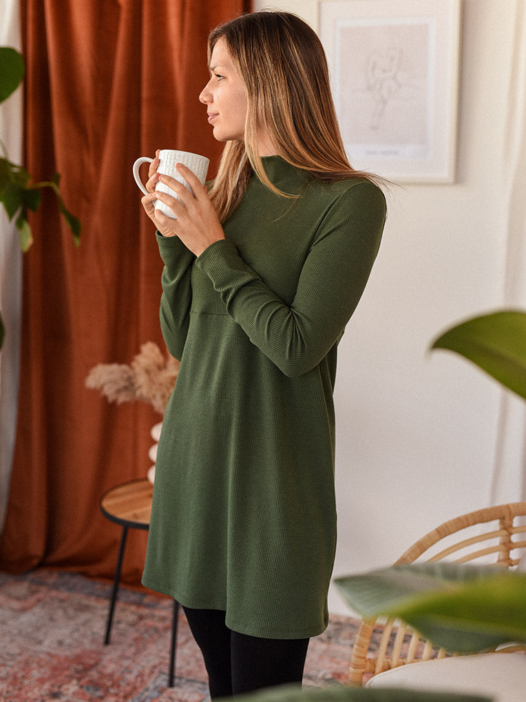 robe col roulé vert olive