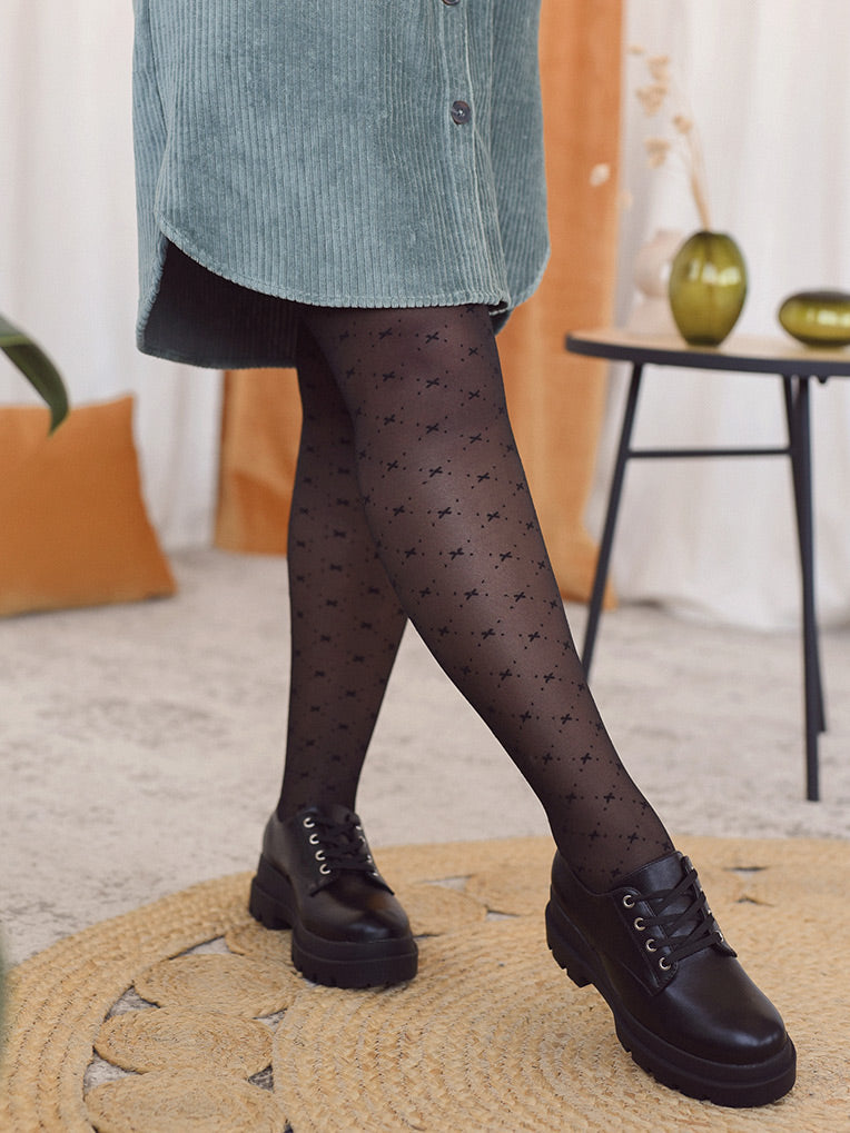 Cross and Dots Print Tights (Collant imprimé croix et pois)