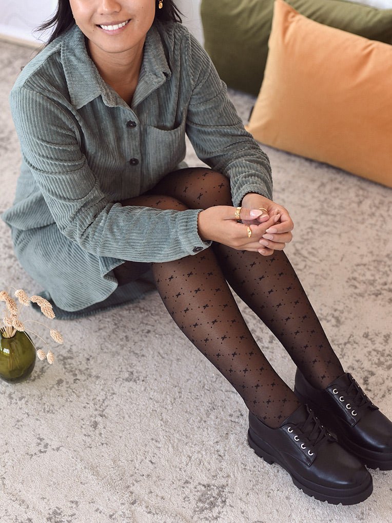 Collants noirs à motifs