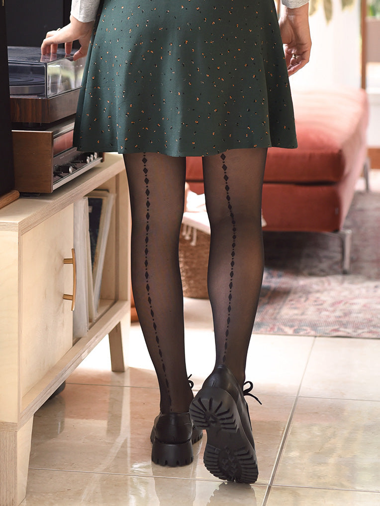 Diamonds and Dots Back Seam Tights
