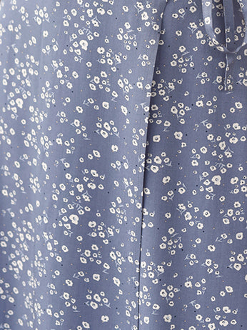 Blue Floral Midi Wrap Skirt