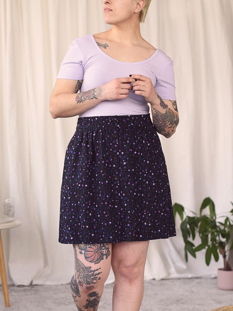 Buttoned Front Mini Skirt
