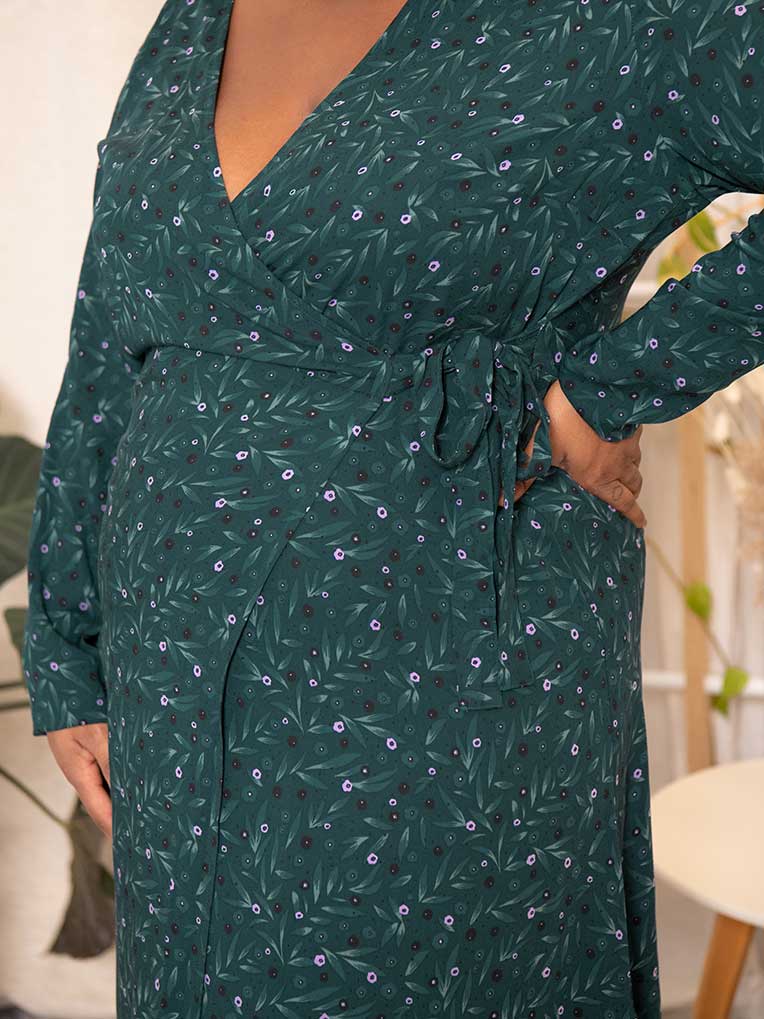 Women's plus size floral wrap dress