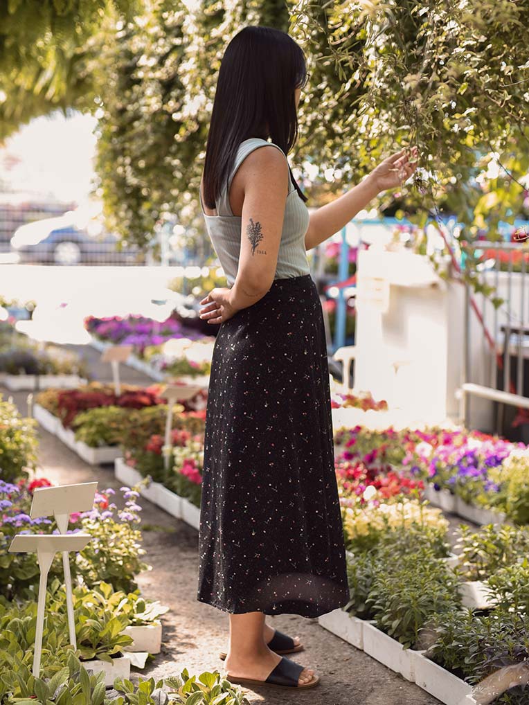 black midi wrap skirt