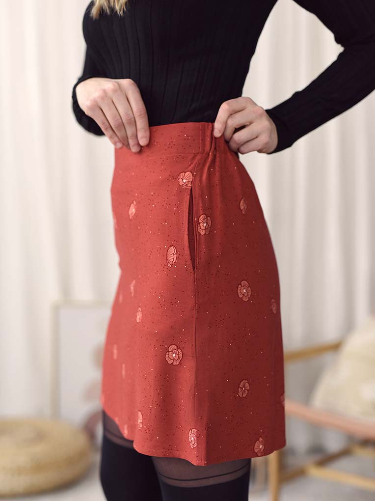  Red Mini Floral Skirt