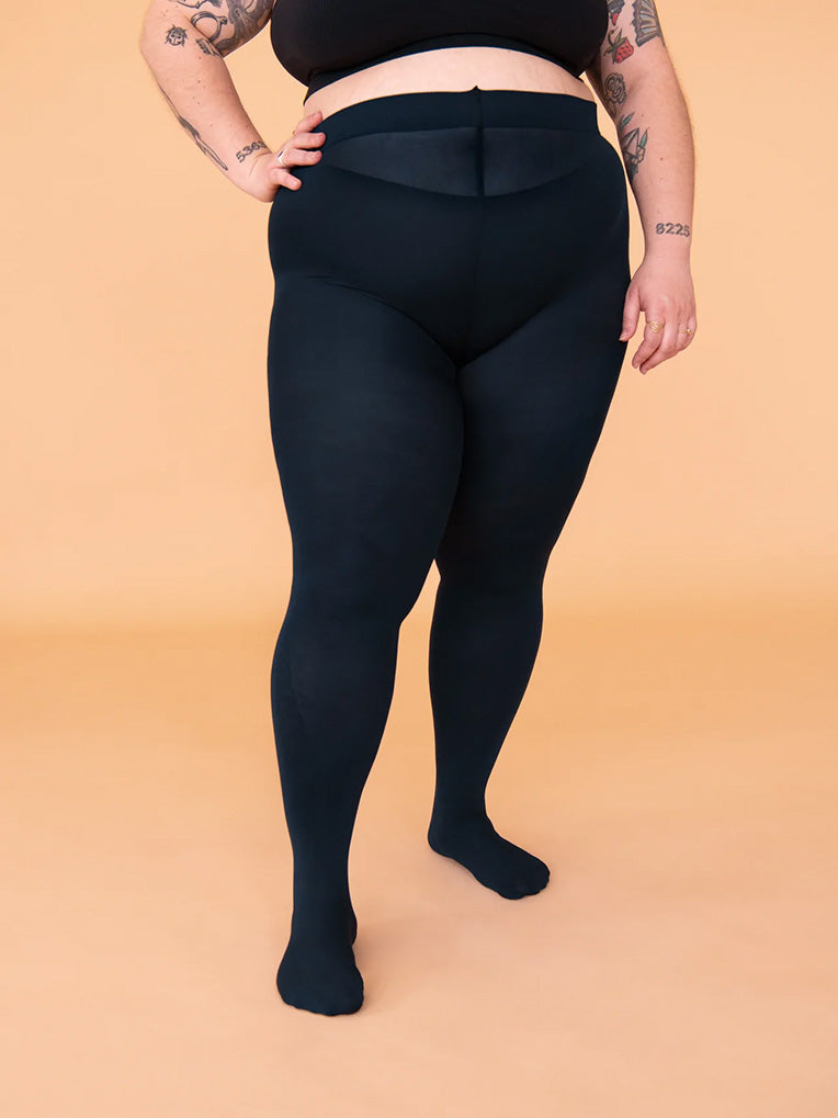 collant taille plus opaque bleu marine