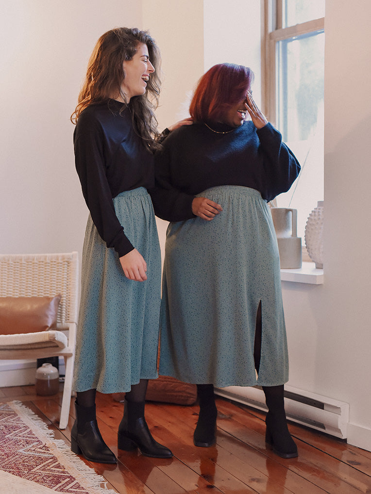 Emma Blue Dots Fluid Skirt