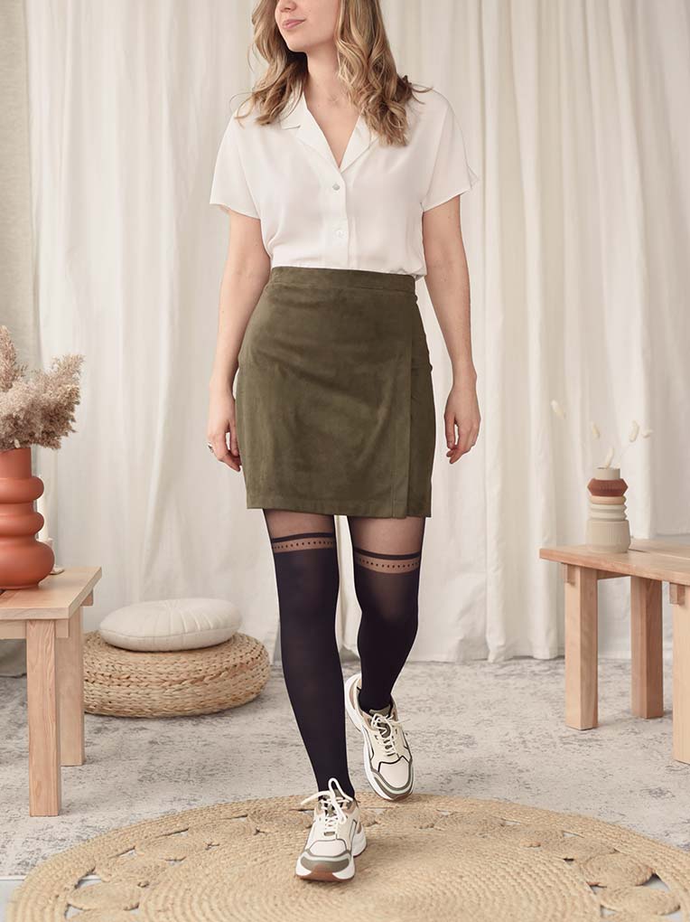 Olive Faux Suede Skirt