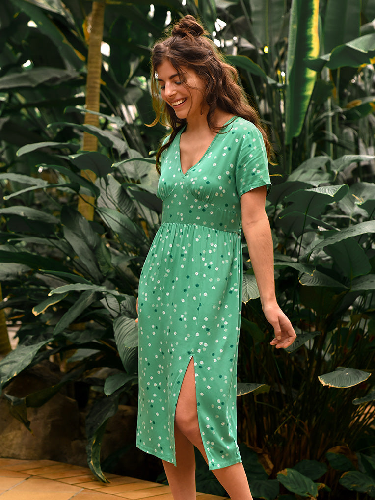 Robe mi longue pour femme verte