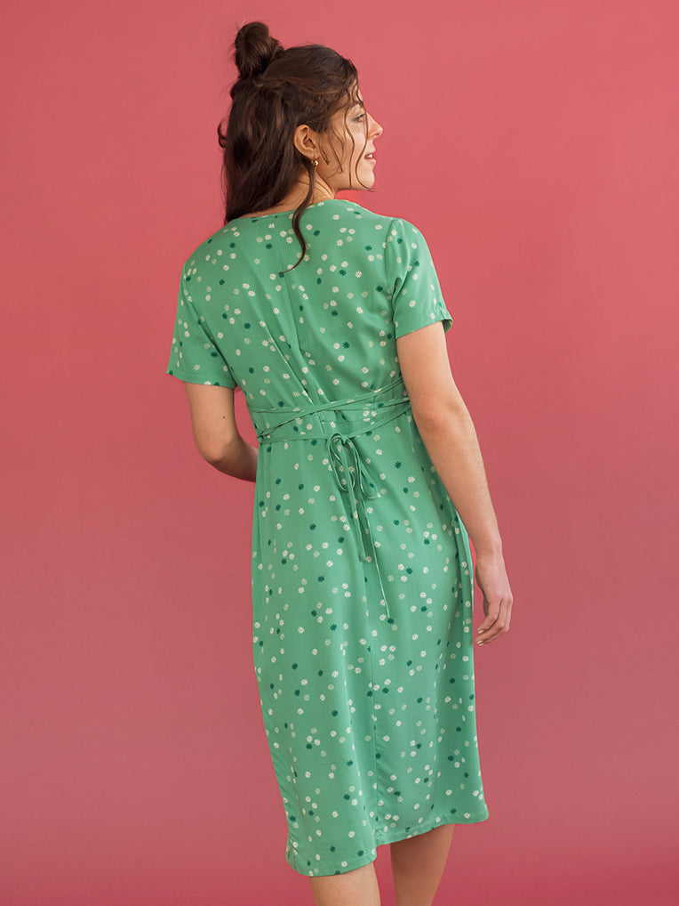 Robe femme vert fleurie