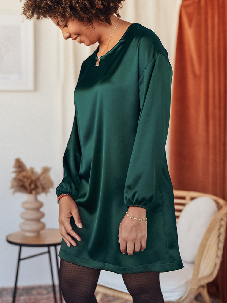 robe en satin vert forêt