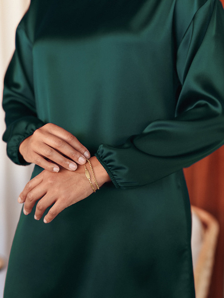 Forest Green Satin Dress
