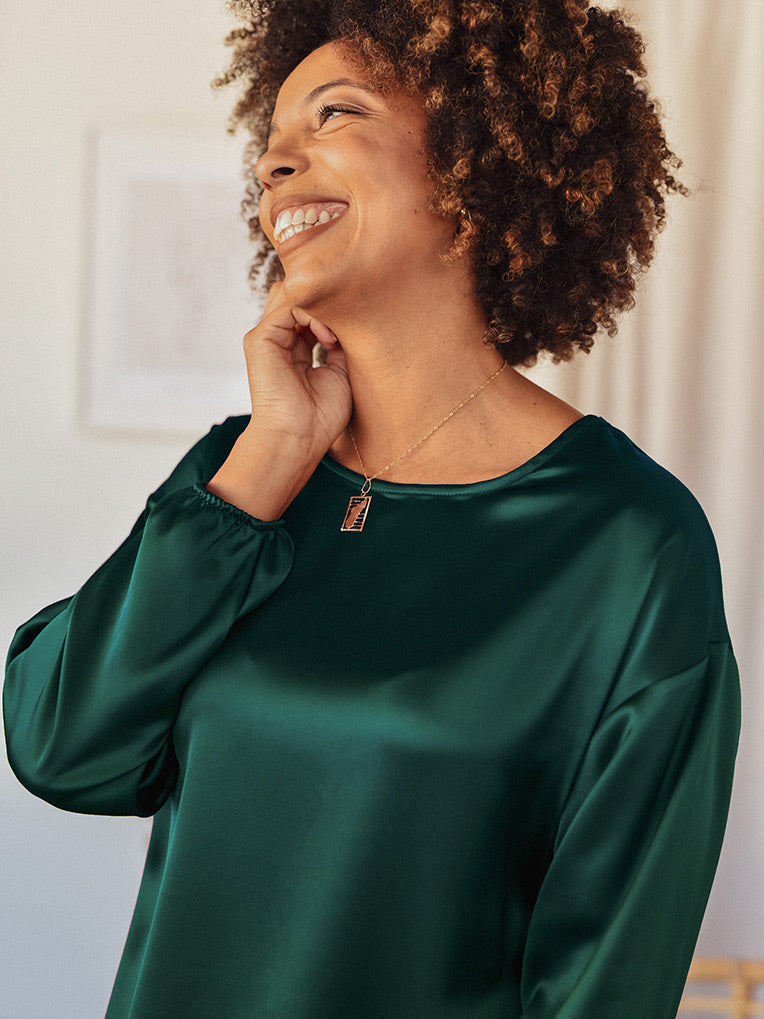 robe en satin vert foret
