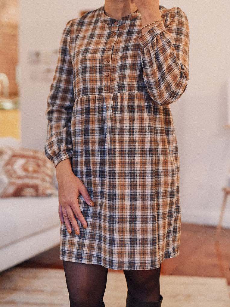 Women's plaid babydoll dress