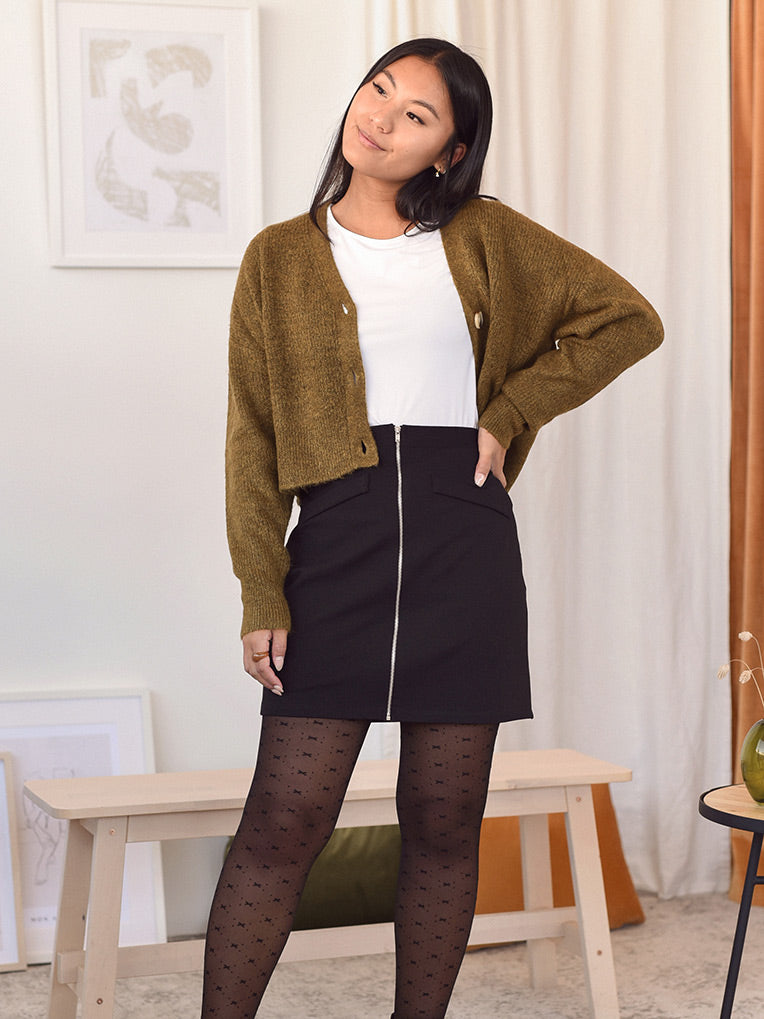 Black Front Zip Skirt - Jupe zip avant noire