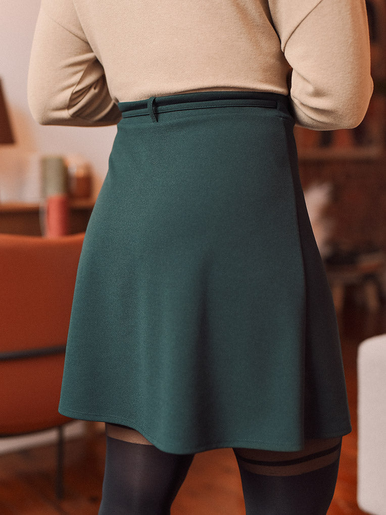 Women's green forest wrap skirt