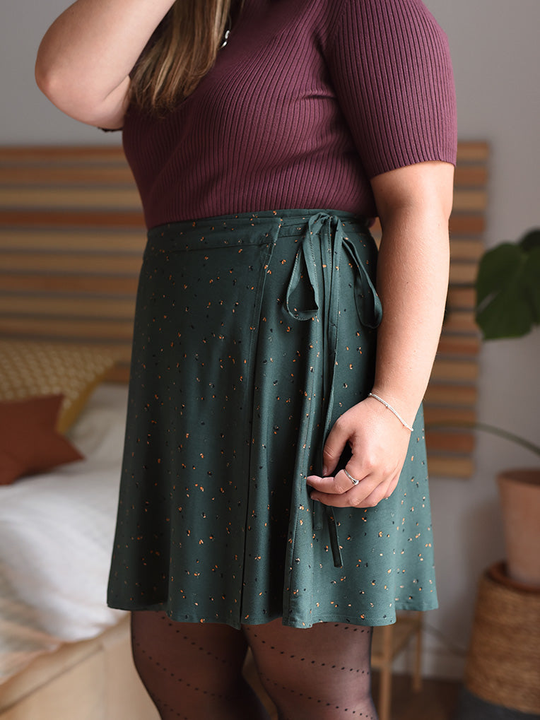 mini jupe taille plus vert foret