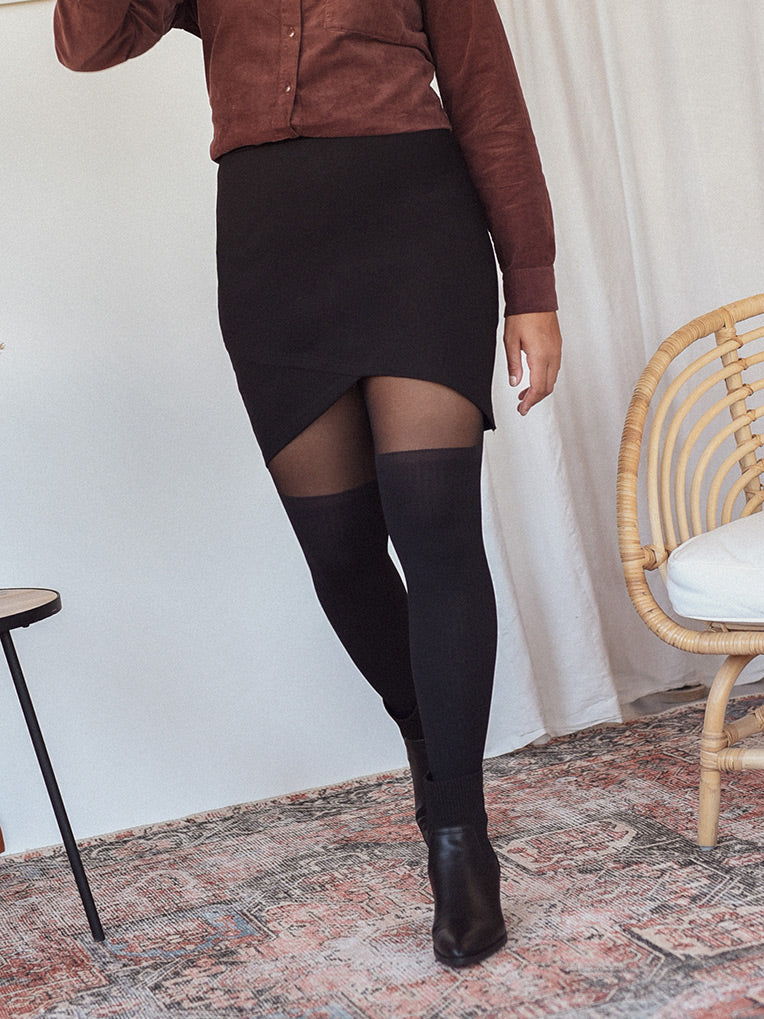Over-the-knee Ribbed Tights