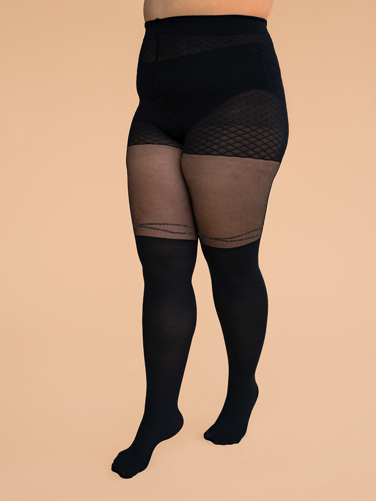 Over-the-knee Glitter Criss Cross Tights