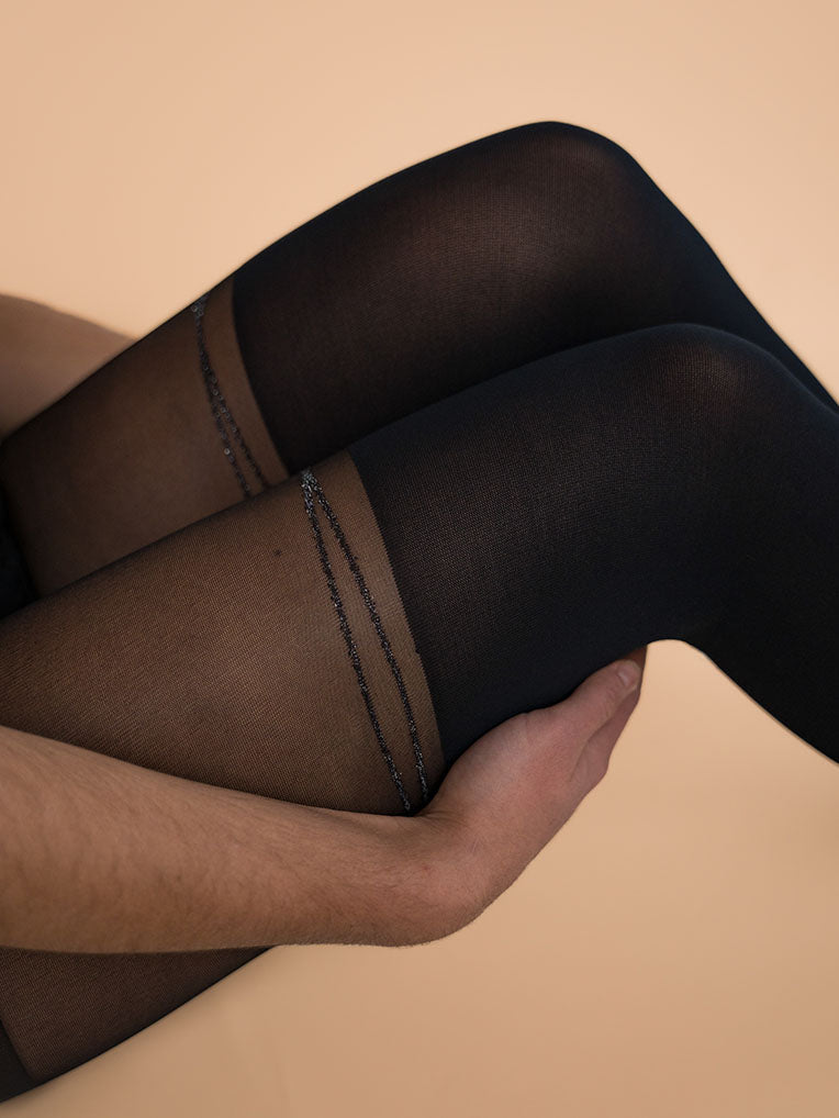 Over-the-knee Glitter Criss Cross Tights