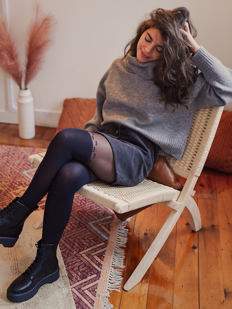 Collant noir cuissardes pour femmes 