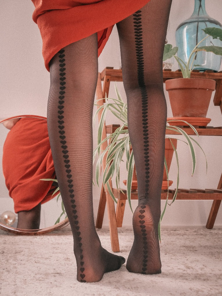 Collants ligne arrière coeurs