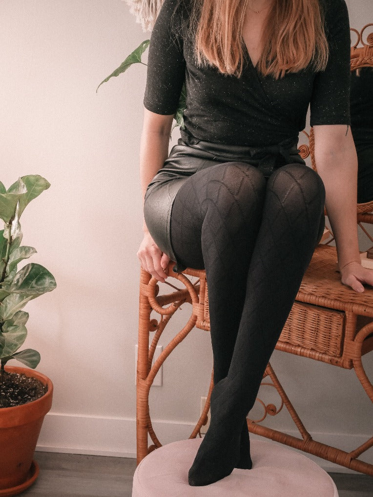 Women's black opaque tights