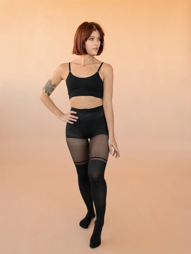 collants cuissardes ligne et pois