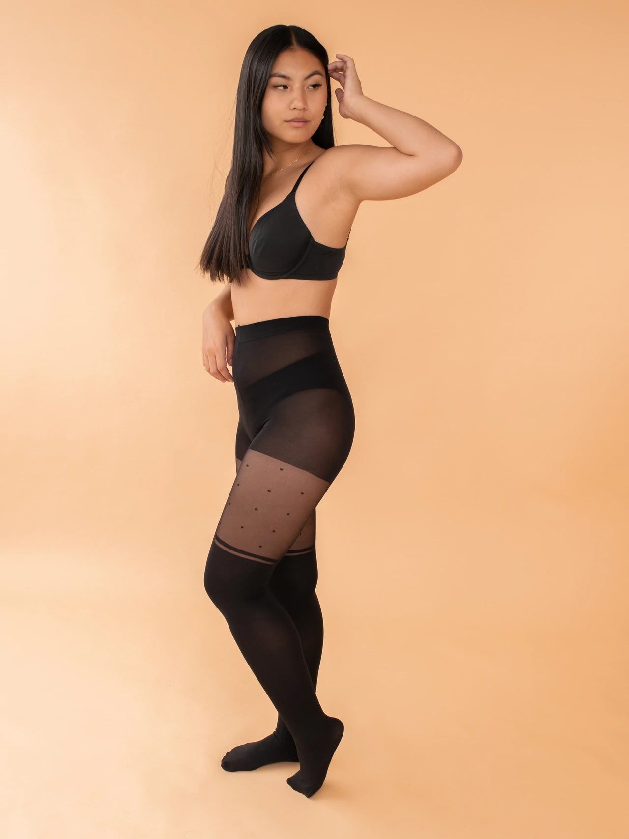 Collant cuissardes rayure et pois