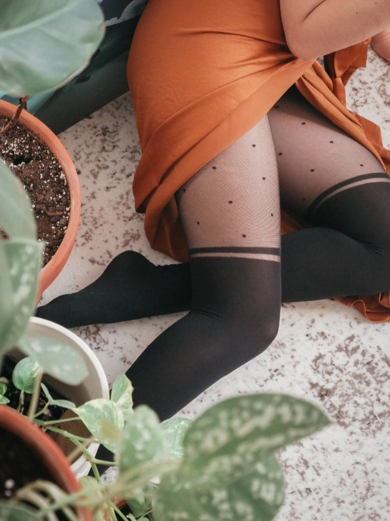 collant cuissardes rayure et pois