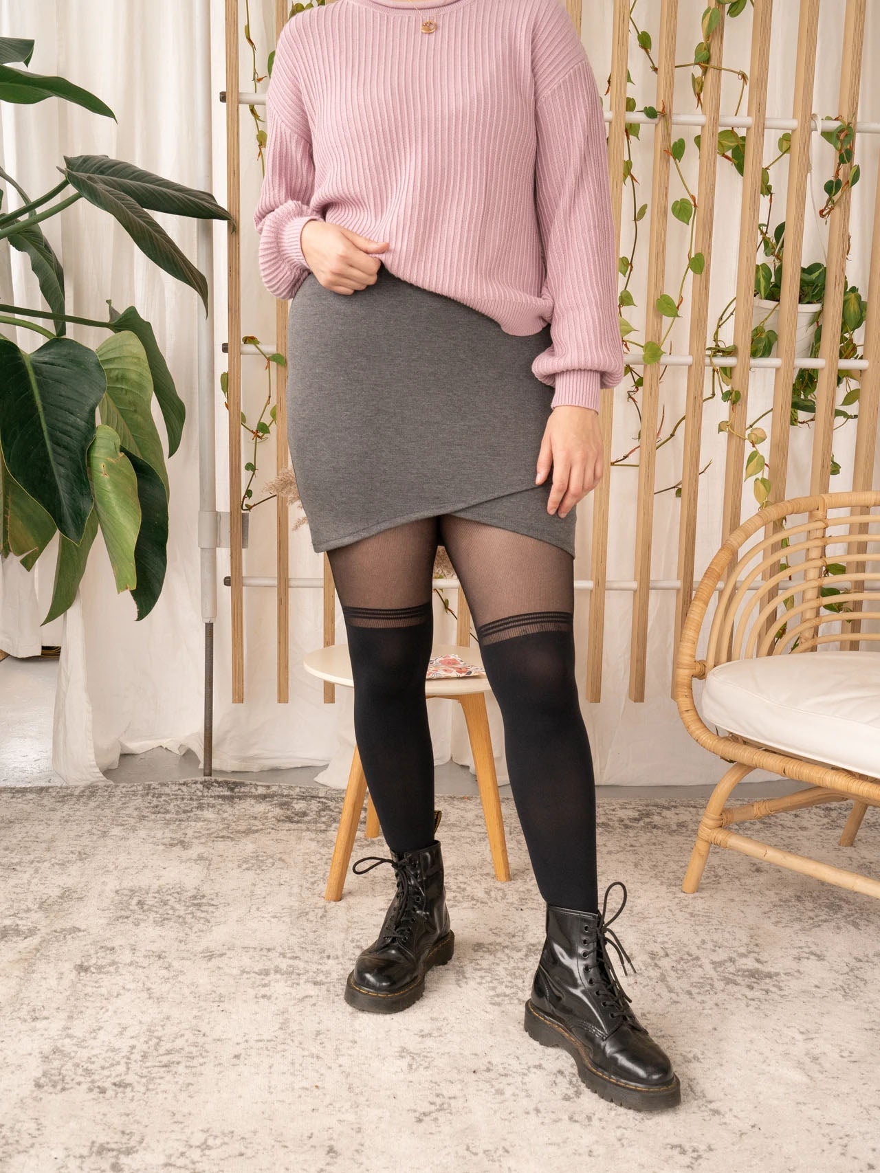 OTK Striped Fishnet Tights