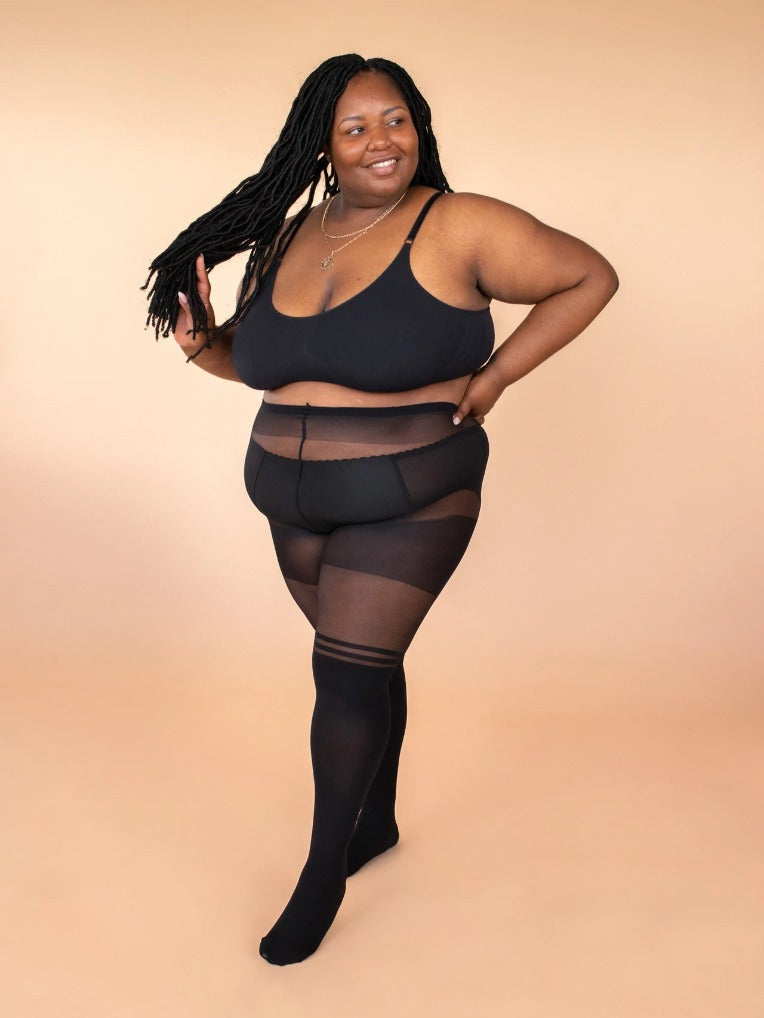 Plus size Over-The-Knee Striped Tights