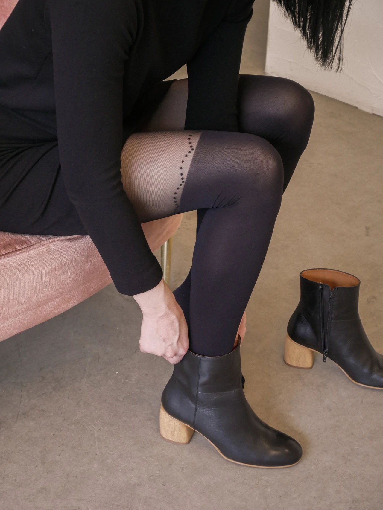 Over-the-Knee Dotted Wave Tights