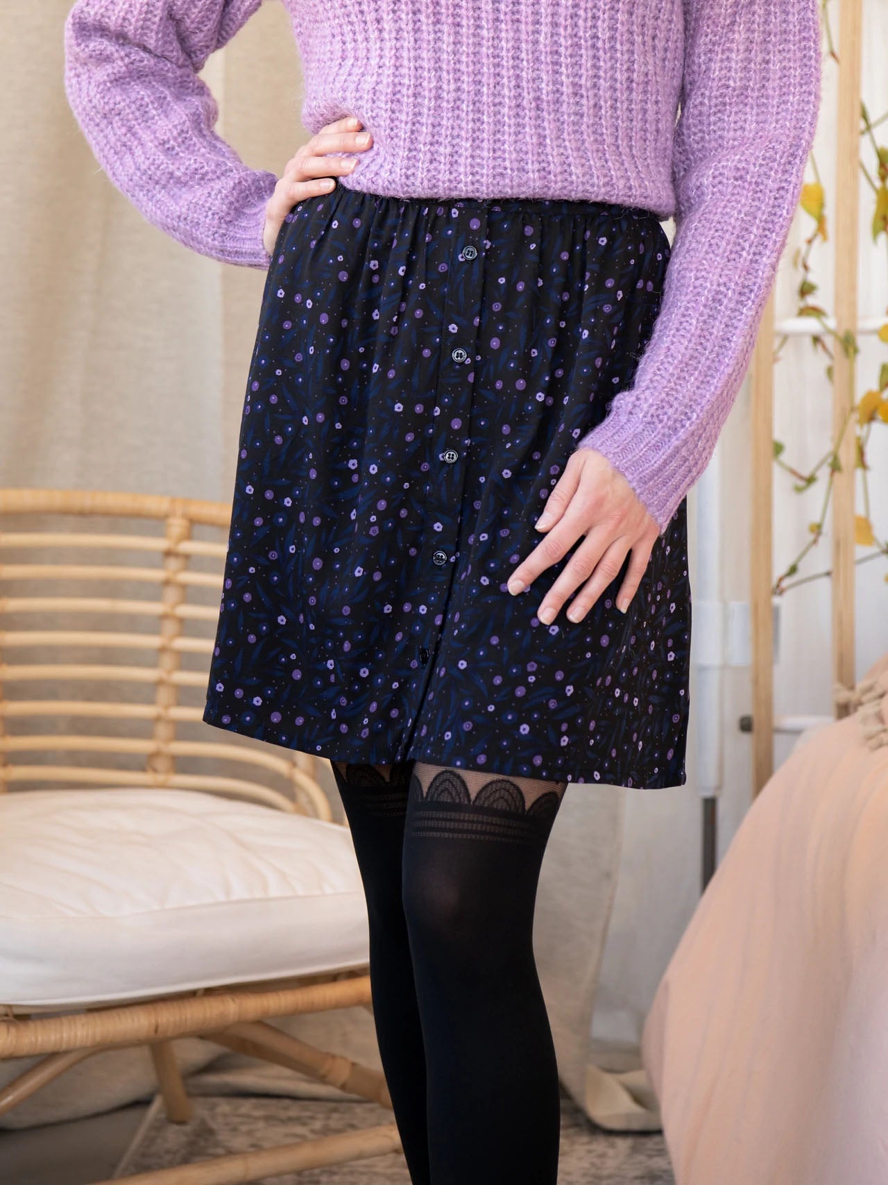 Buttoned Front Mini Skirt