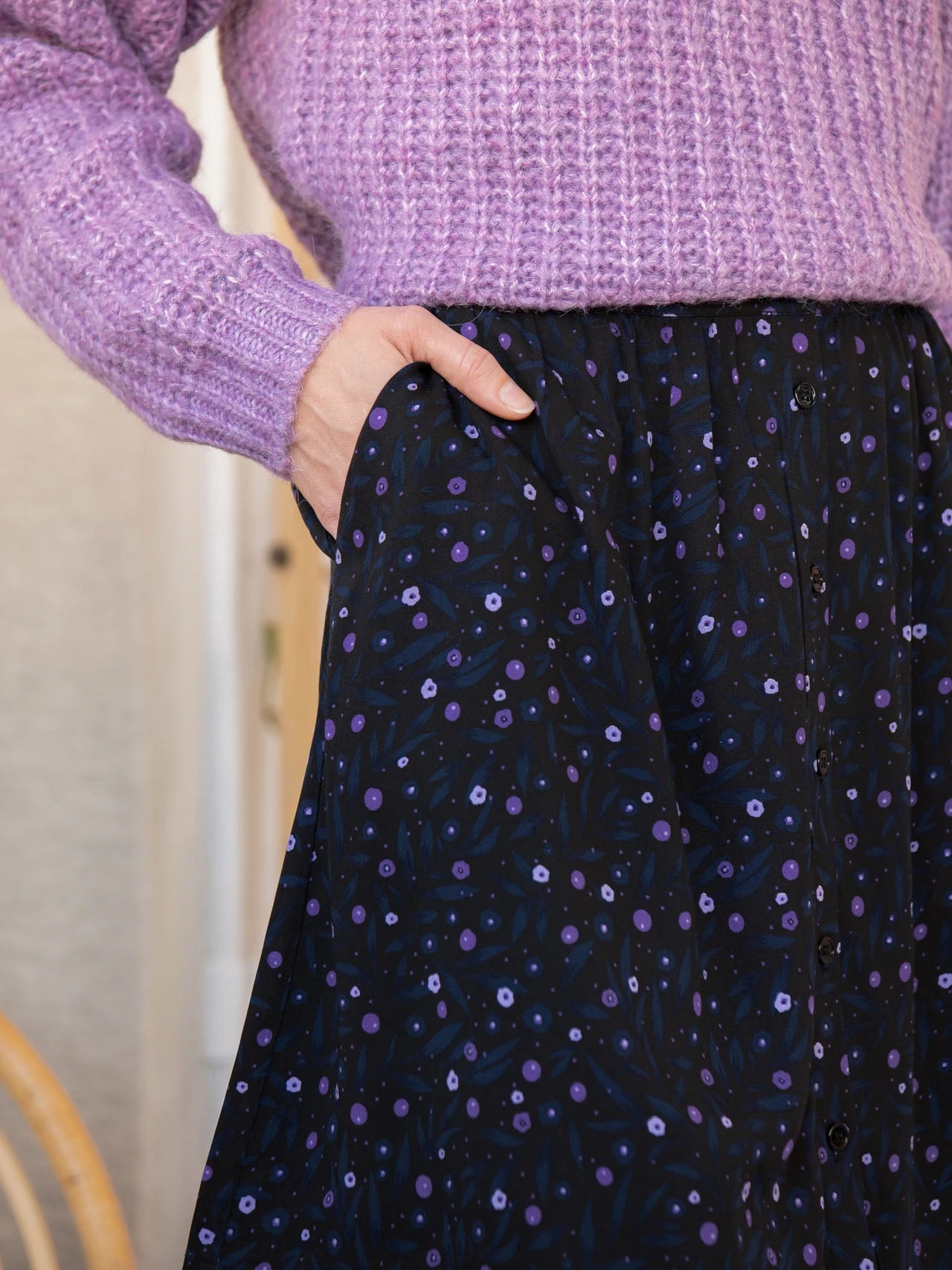 Buttoned Front Mini Skirt