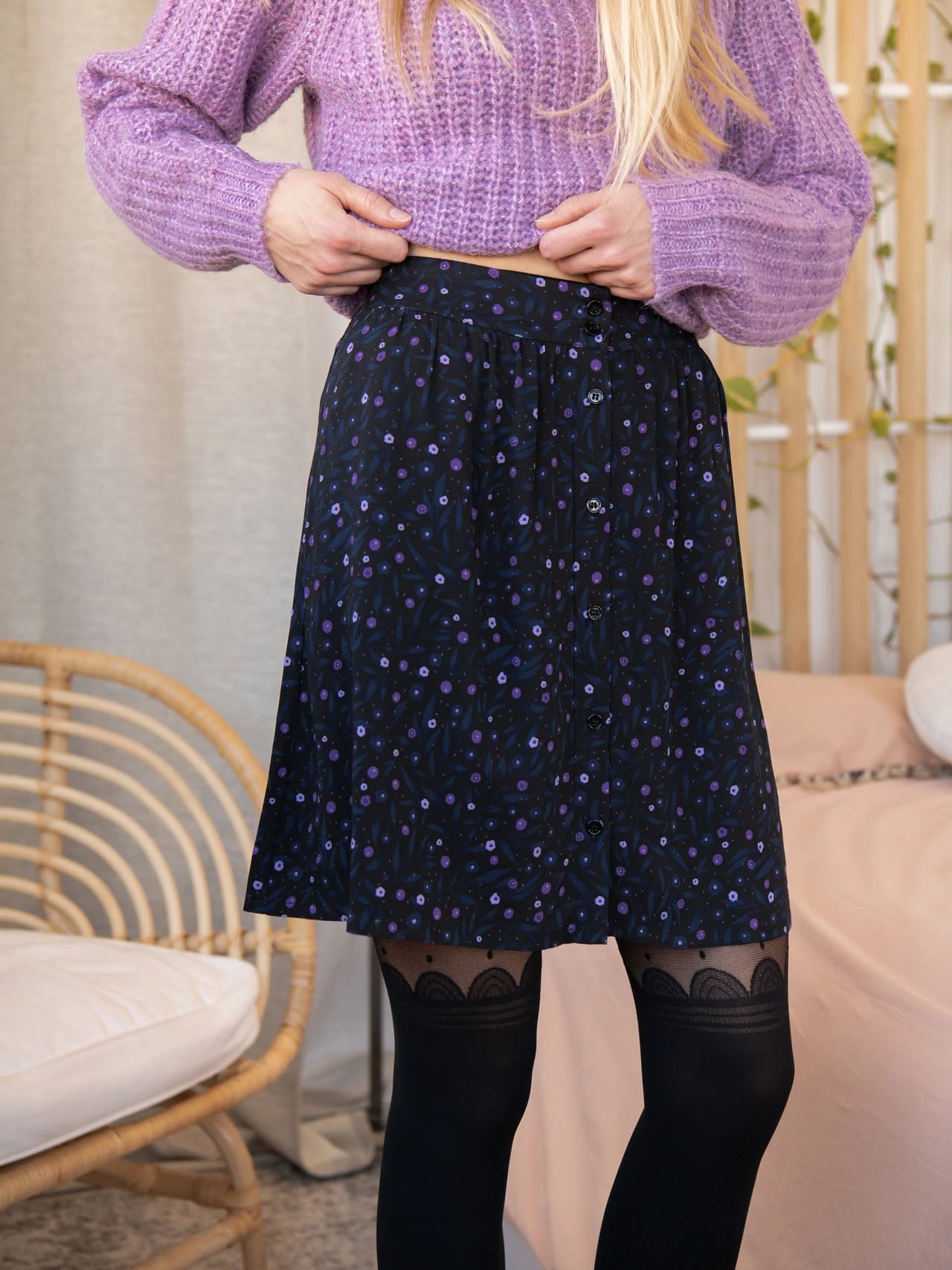 Buttoned Front Mini Skirt