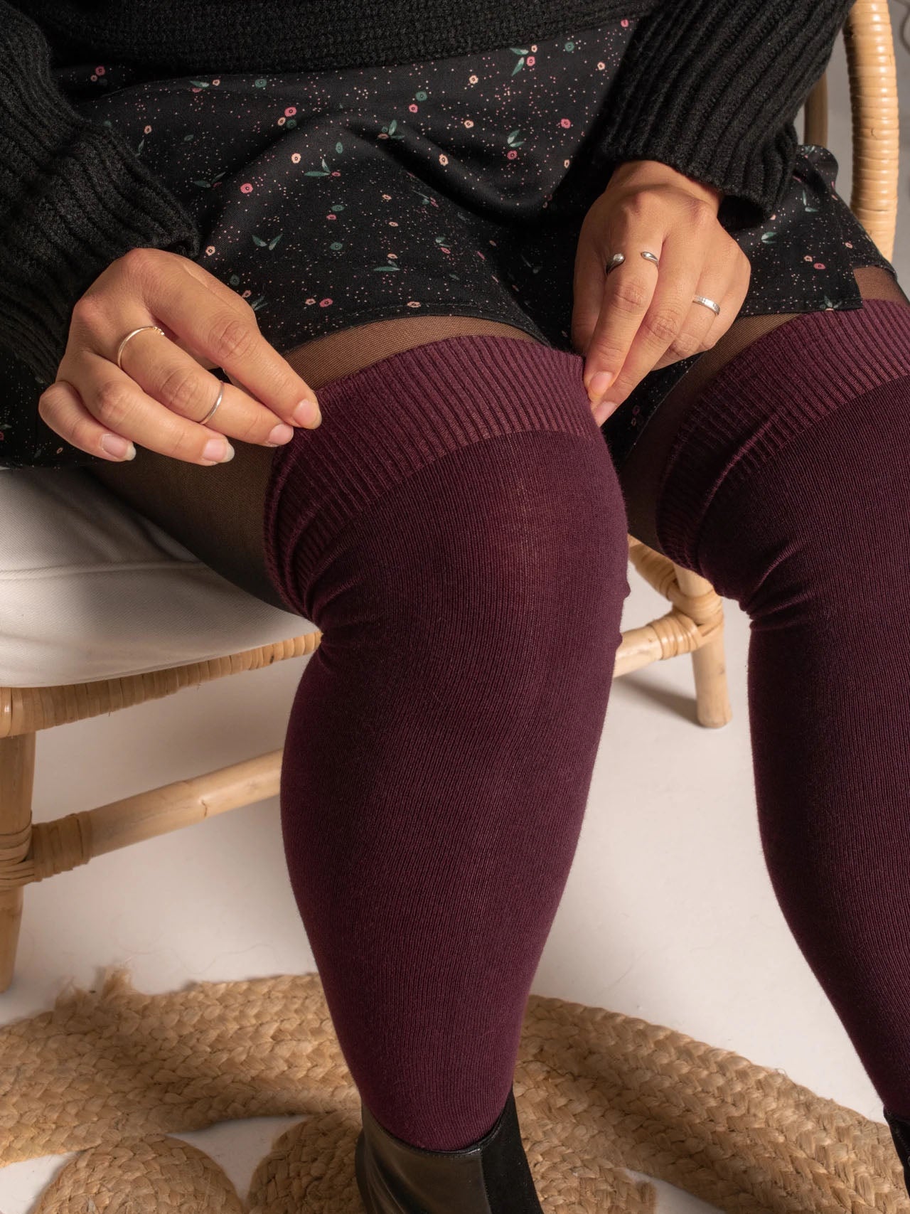 Chaussettes cuissardes Bordeaux