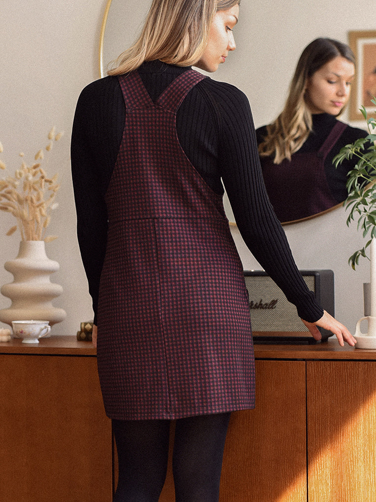 Rory Red Plaid Overall Dress