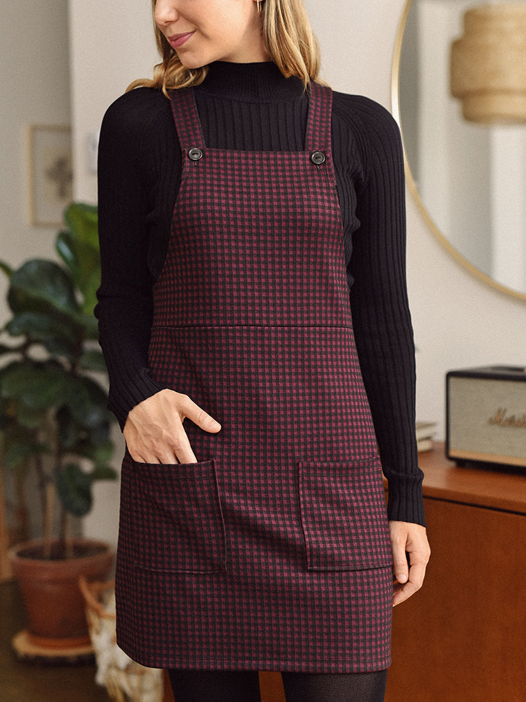 Rory Red Plaid Overall Dress