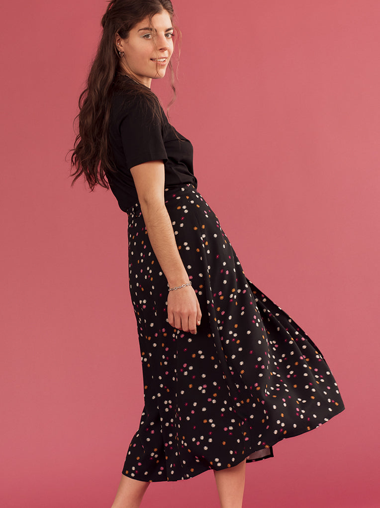 Women's black midi Wrap Skirt