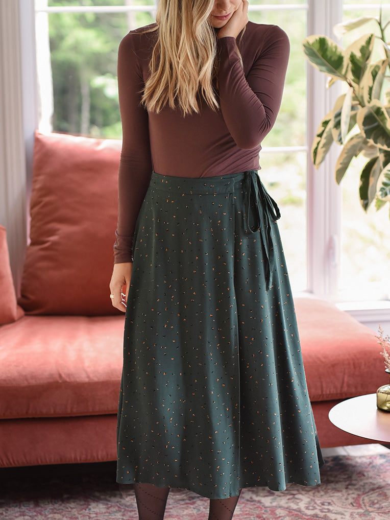 Midi wrap skirt green forest