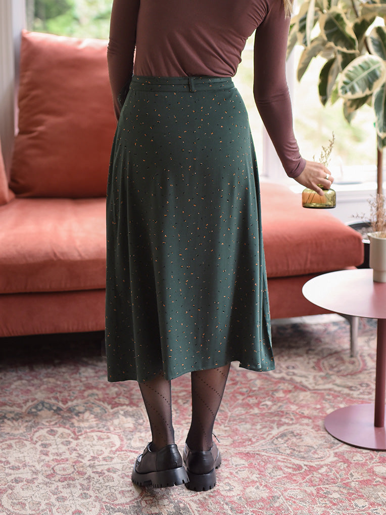 Midi wrap skirt green forest